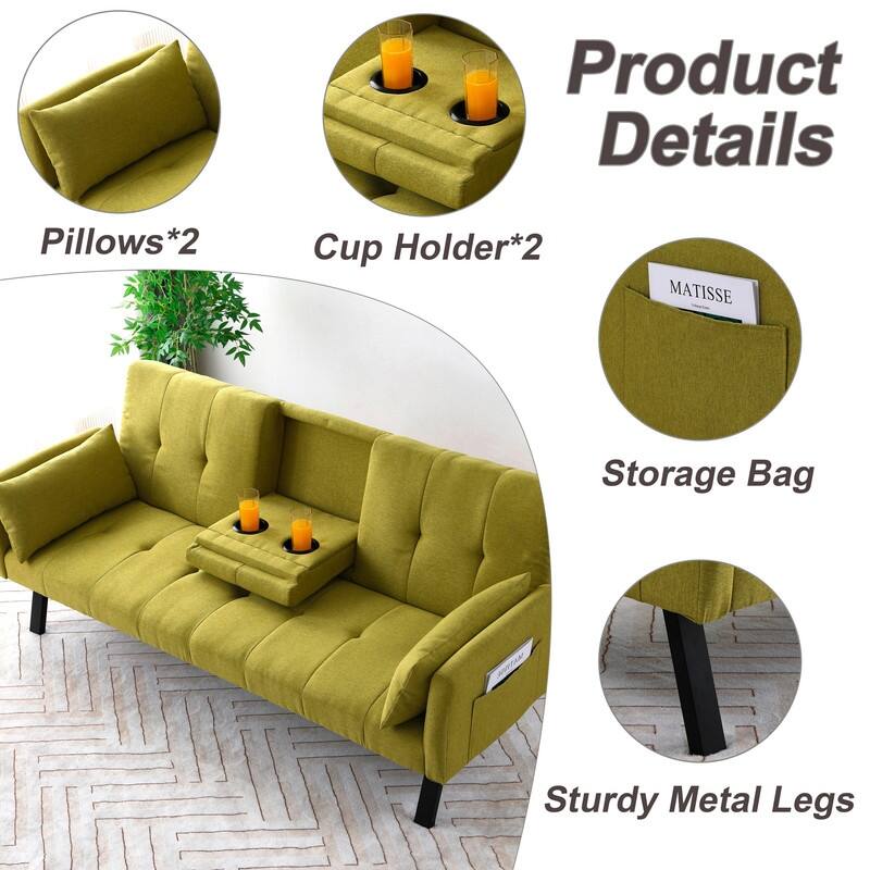 70" Cotton And Linen Cushion Sofa
