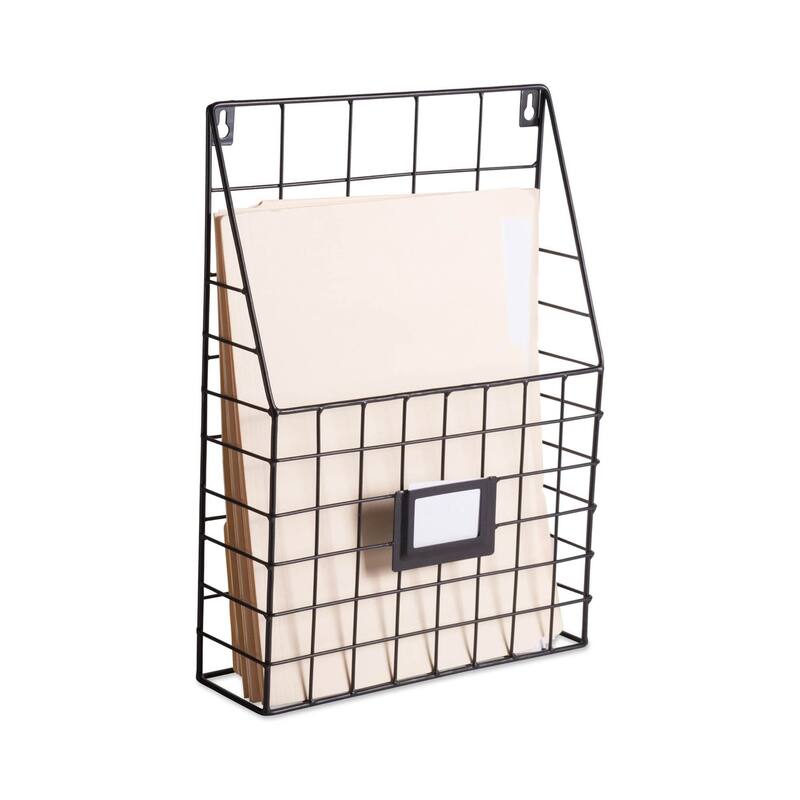 Set of 2 Black Wire Wall File Basket Storage, 45"