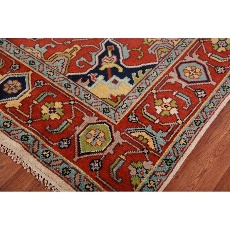 Medallion Ivory Oushak Oriental Area Rug Handmade Wool Carpet - 8'10" x 11'10"