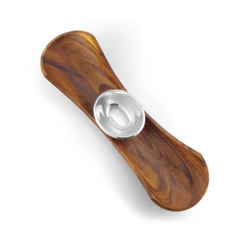 Nambe Canu Acacia Wood Chip N Dip Server - 22 L x 5.5 W x 3.5 H
