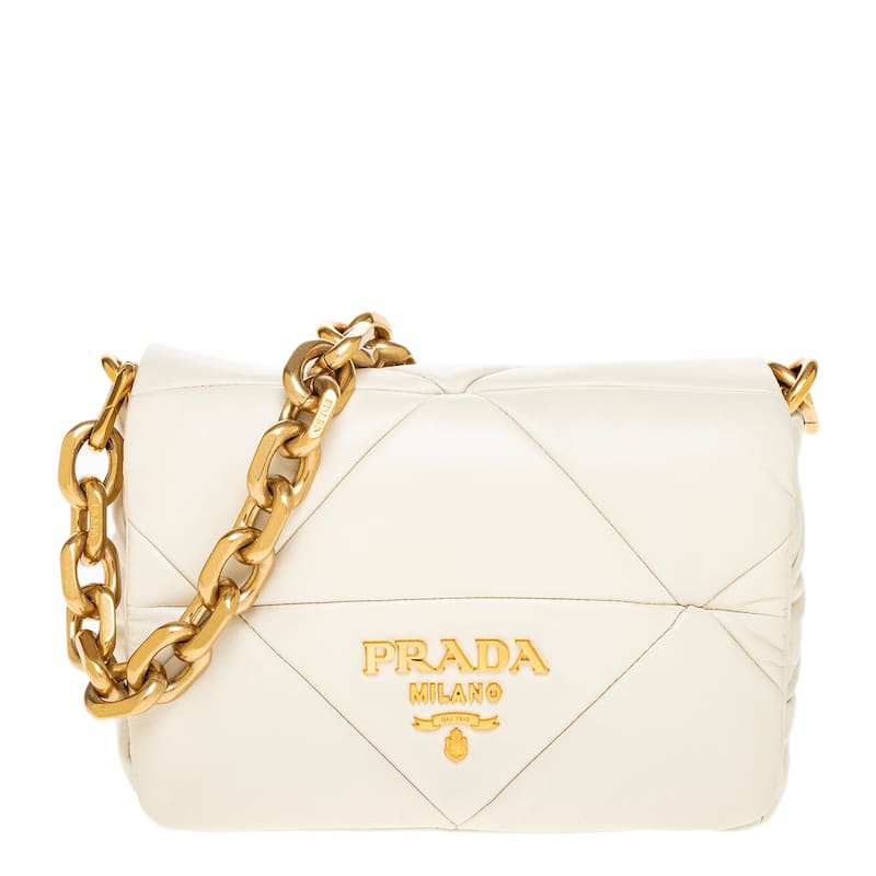 Prada Nappa Leather Padded Shoulder Bag - White