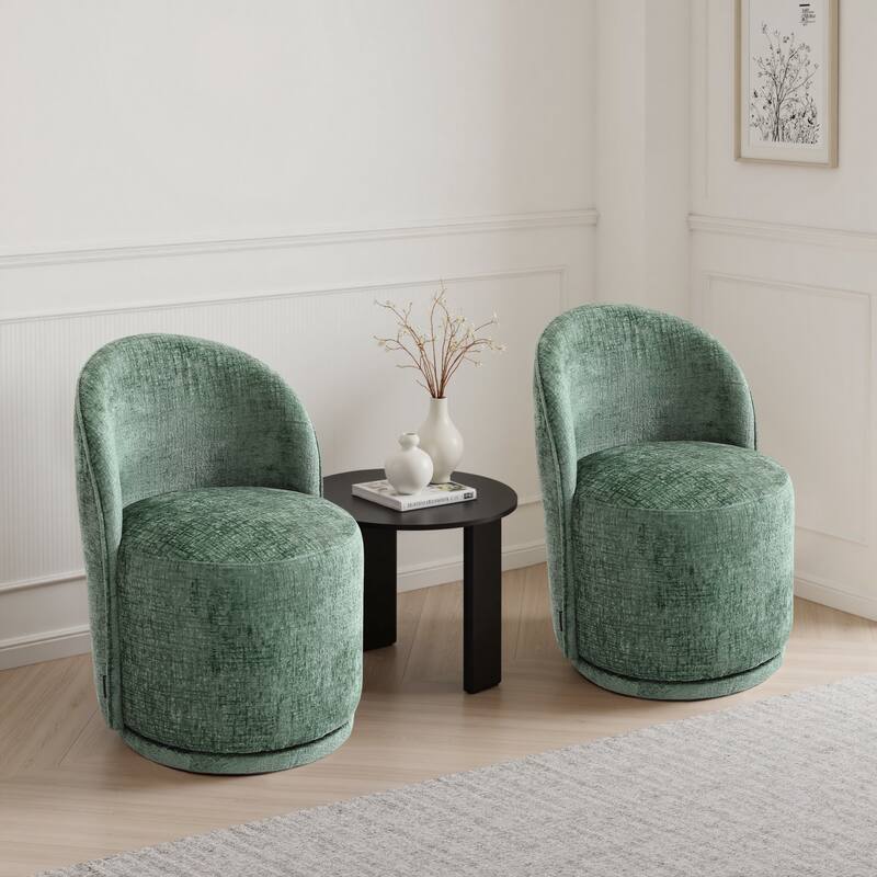 UIXE 2 Set Modern Upholstered Swivel Armless Side Dining Chairs