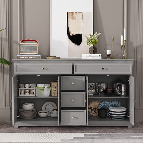 dark grey kitchen dresser Combo Chest Storage Cabinet Buffet Sideboard White/Black/Grey 59