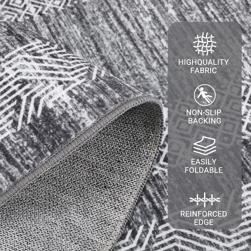 Modern Geometric Area Rugs for Living Room Bordered Rugs Indoor Printed Rug for Bedroom, Office