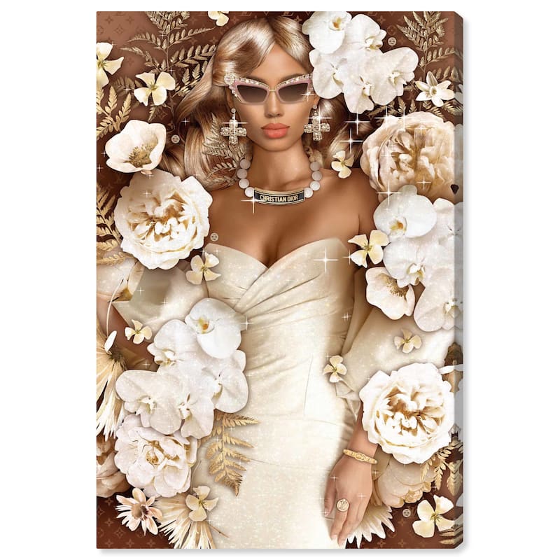 Wynwood Studio Canvas Fashion and Glam Fabulous Lady White and Cream White Glam Wall Art Canvas Print