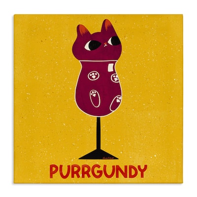 Stupell Purrgundy Cat Wine Canvas Wall Art Design By Carrie Cantwell