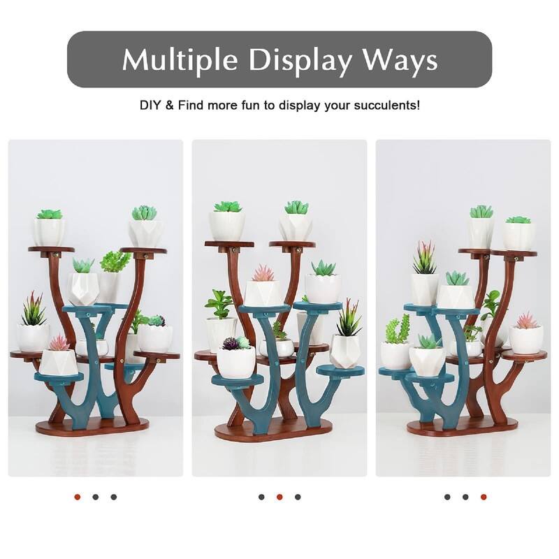 9 Pots Mini Succulent Stand Windowsill - 15.4 x 10.2 x 17.9 inches