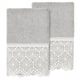 Authentic Hotel and Spa 100% Turkish Cotton Arian 2PC Cream Lace Embellished Hand Towel Set - Light Gray