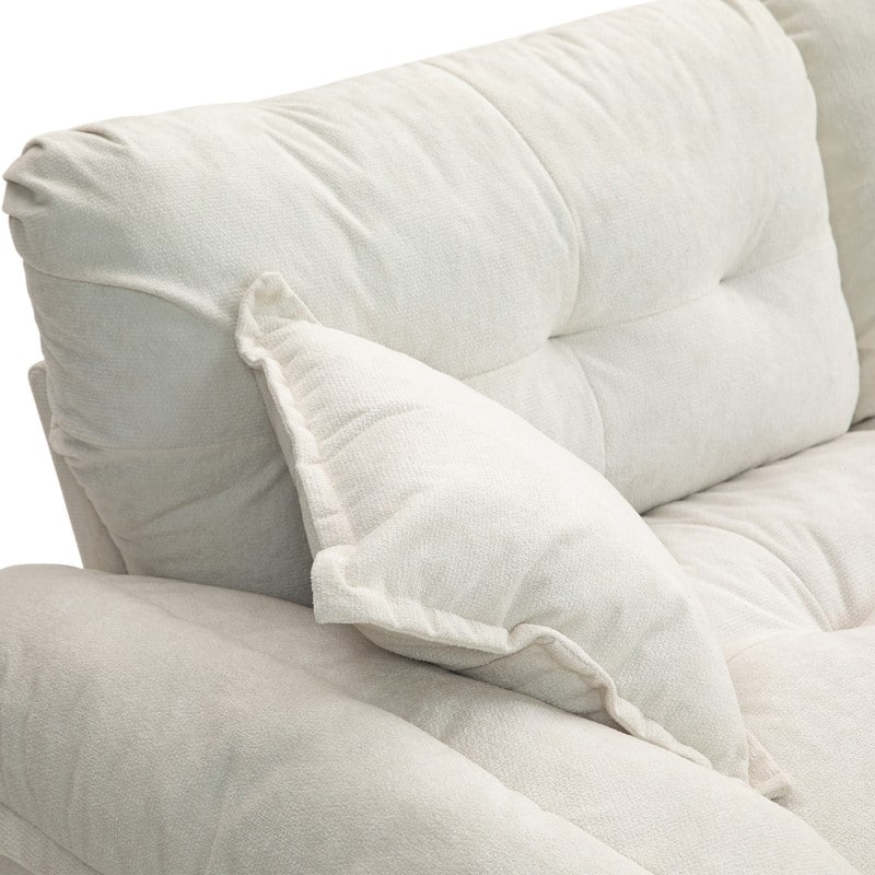 84" Chenille Loveseat Sofa with Memory Foam&Pocket Springs, Deep Seat Couch with 2 Throw Pillows