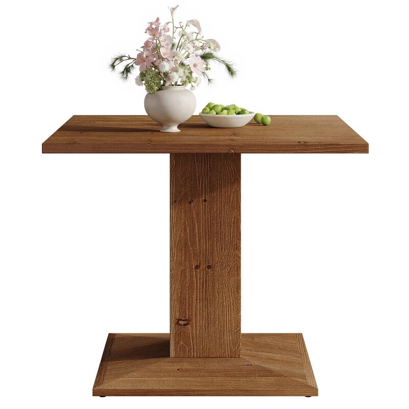 31.5-Inch Rustic Square Dining Table, Solid Wood Small Kitchen Table