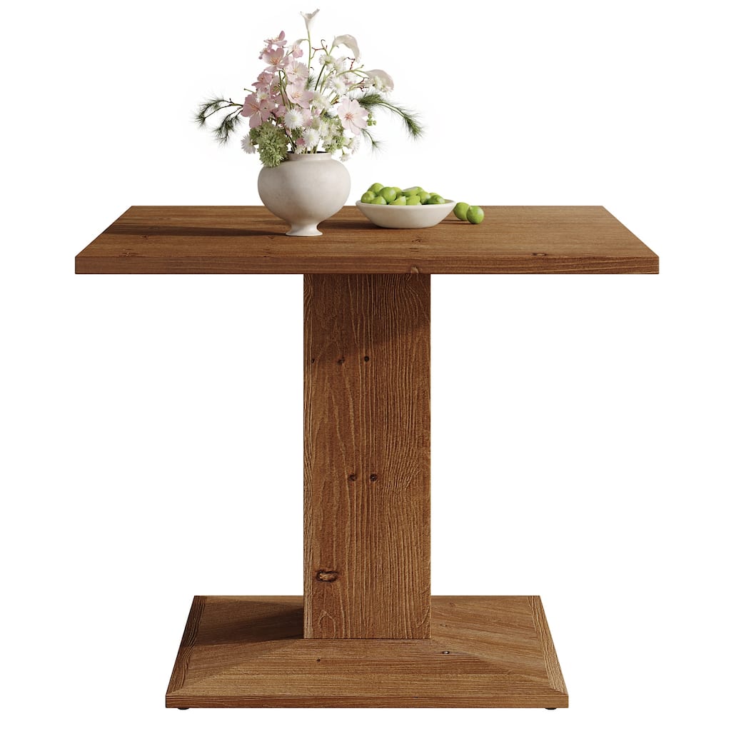 31.5-Inch Rustic Square Dining Table, Solid Wood Small Kitchen Table