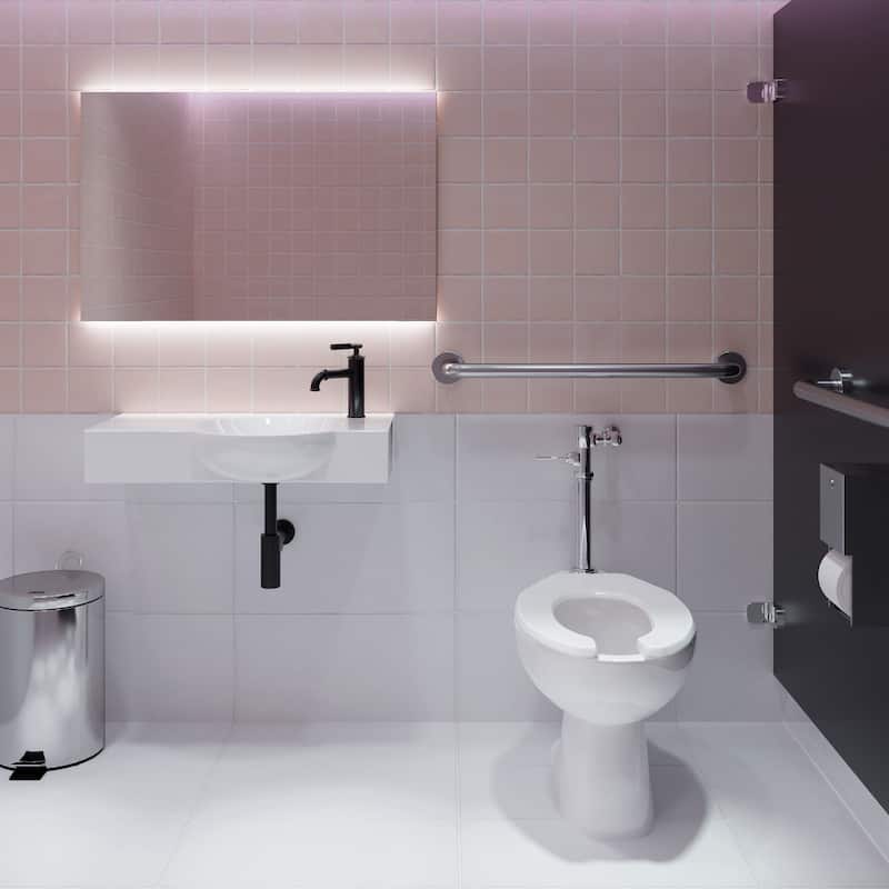 Sirène Floor-Mounted Comfort Height Commercial Elongated Top Flush Spud Flushometer Toilet Bowl
