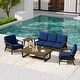 preview thumbnail 93 of 99, 5-Piece Teak Outdoor Conversation Set with Tables.
