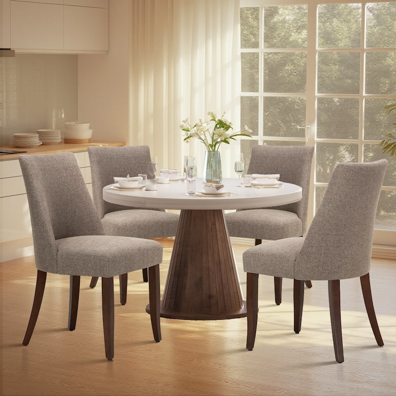 RENEWLINE Contemporary Dining Chair（Set of 2/4/6 - Upholstered Backrest & Wood Frame - Set of 4 - Brown