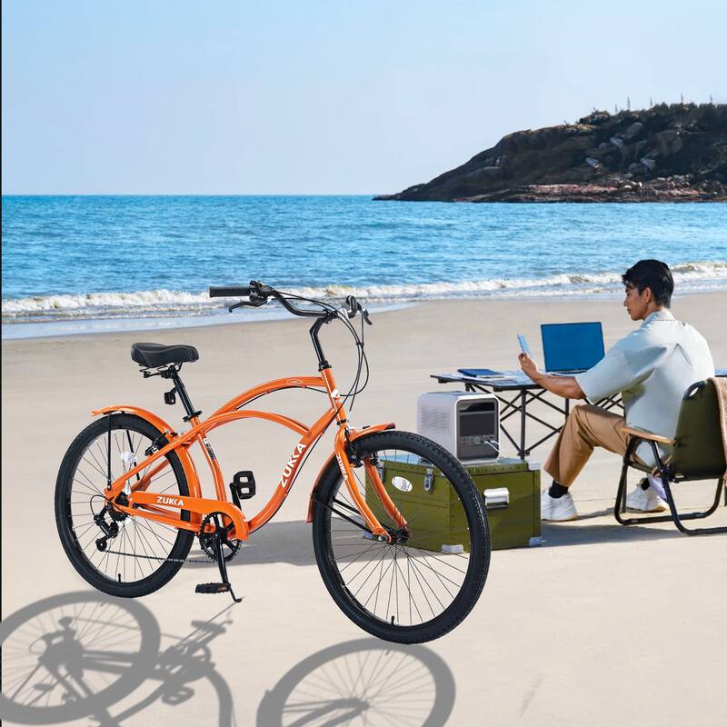 7 Speed Bicycles 26"Inch Multiple Colors Men'S Beach Cruiser Bike