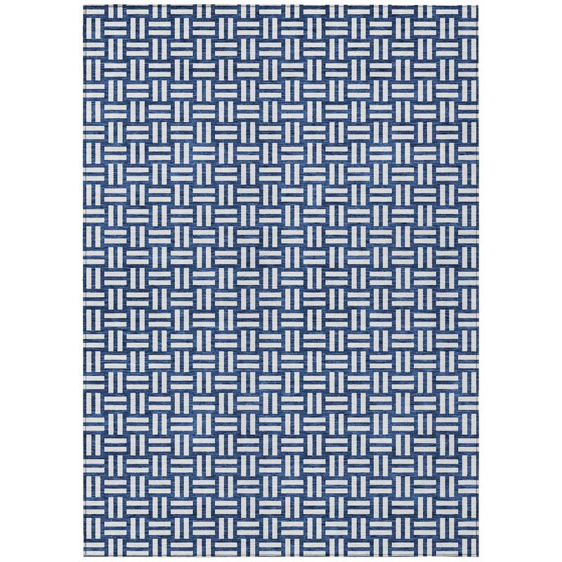 Machine Washable Indoor/ Outdoor Chantille Contempory Crosshatch Rug