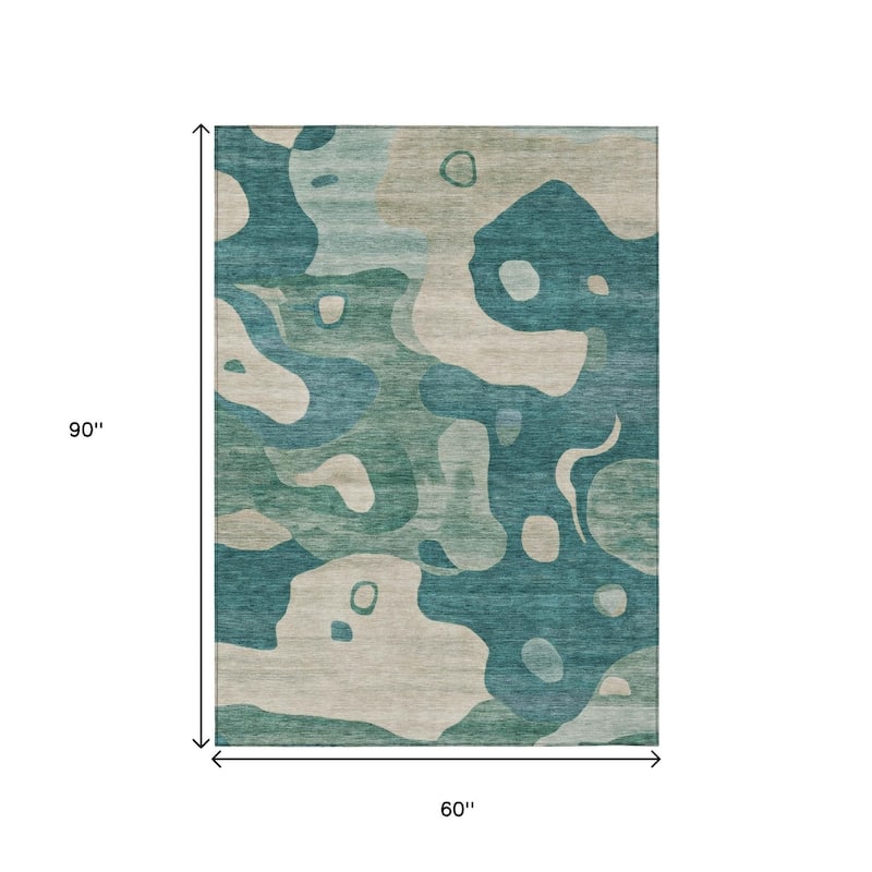 HomeRoots Abstract Transitional Rectangle Outdoor Rug