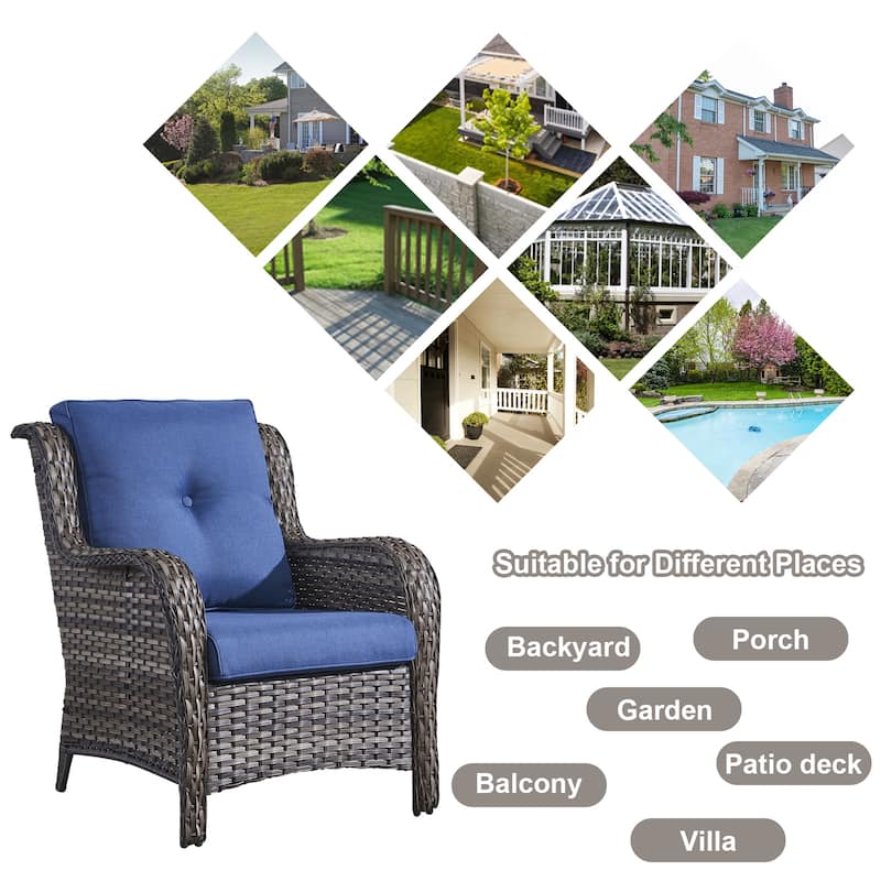 Gymojoy Patio Outdoor Wicker Sofa Set with Fire Pit Table