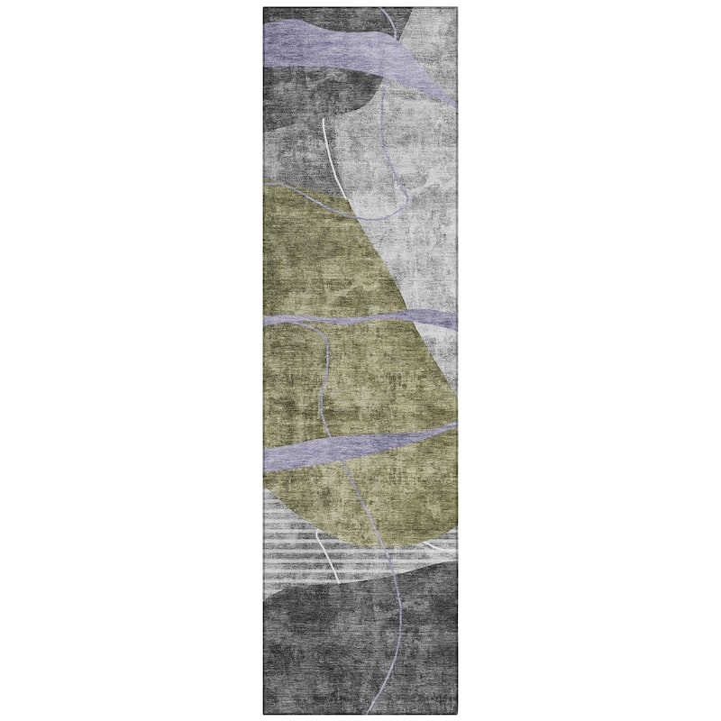 Machine Washable Indoor/ Outdoor Chantille Contemporary Abstract Rug