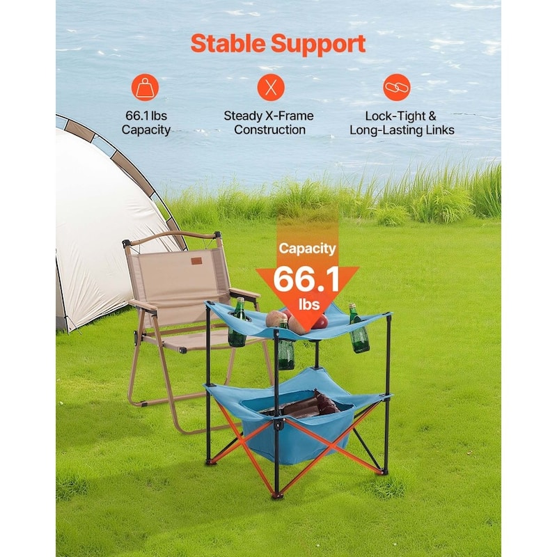 Portable Camping Table with 4 Cup Holders and Large Storage Bag for Outdoor Adventures
