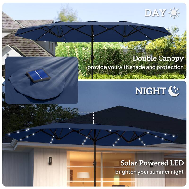 Double-Sided Large Patio Umbrella with Crank Handle Outdoor Canopy for Backyard Garden or Patio
