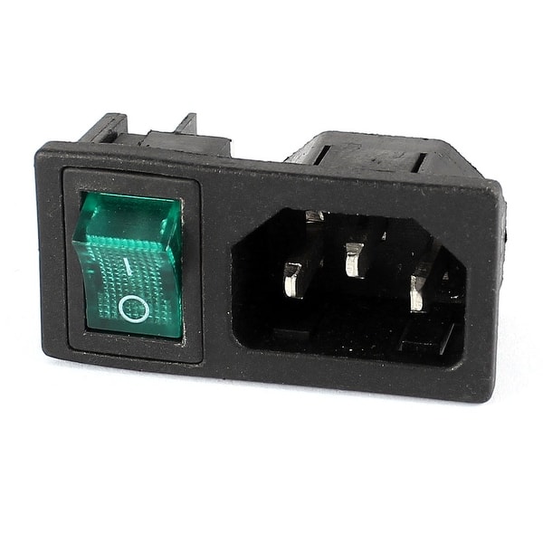 Panel Mount IEC320 C14 Inlet Power Socket On-Off DPST Rocker Switch AC ...