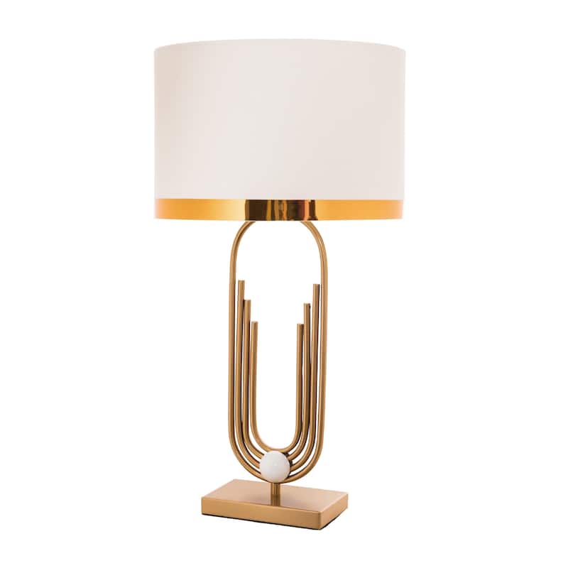 1 Light Gold Metal Table Lamp with A White Shade