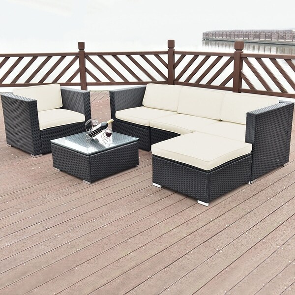 Shop Costway 6 PC Patio Rattan Furniture Set Sectional ... (600 x 600 Pixel)