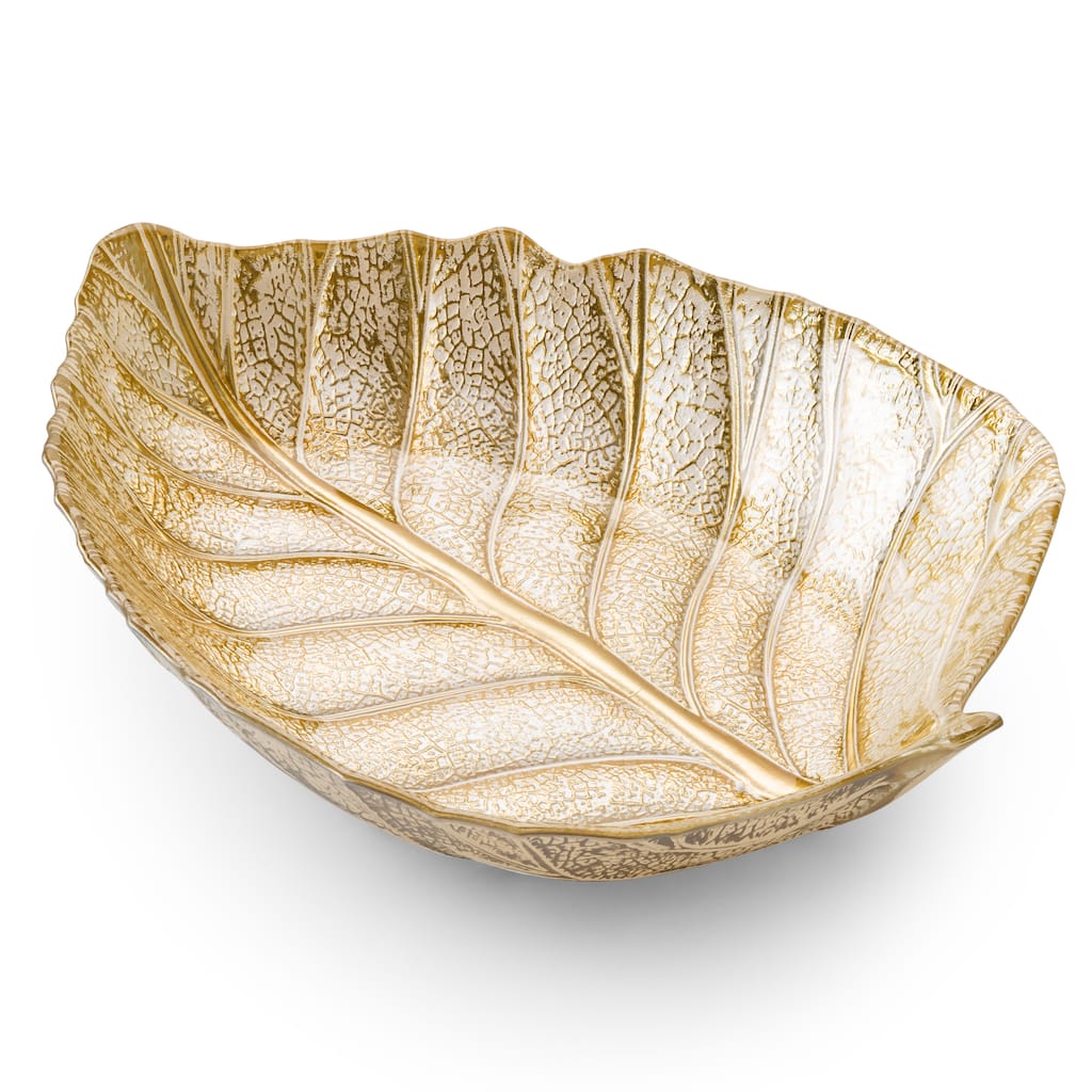 Alice Pazkus 15" Gold Leaf Shaped Dish