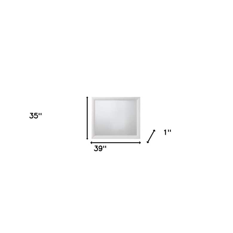 HomeRoots 35" White Square Wood Framed Mounted Dresser Mirror - 39' X '35' X '1