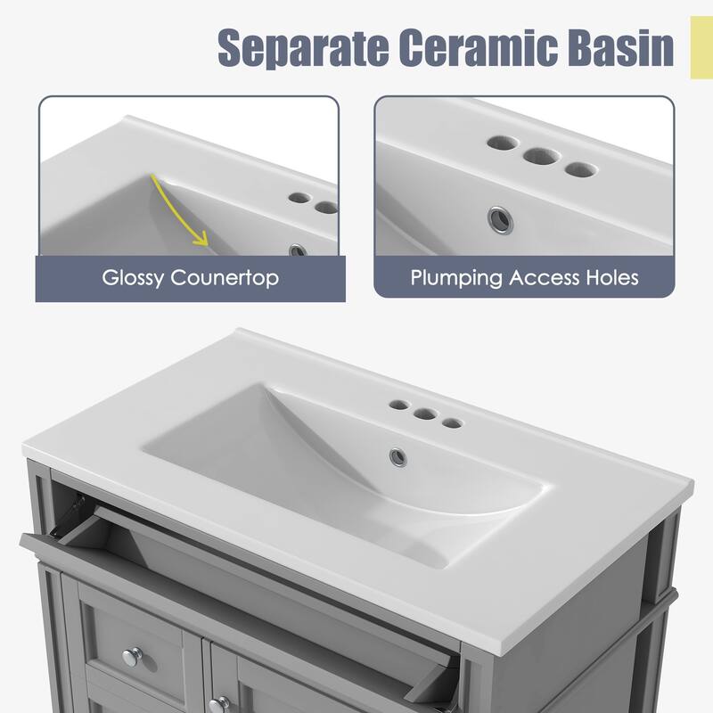 30" Bathroom Vanity with Ceramic Sink