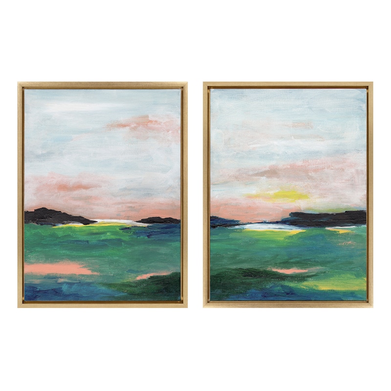 Kate and Laurel Sylvie Golden Coast Framed Canvas by Nikita Jariwala