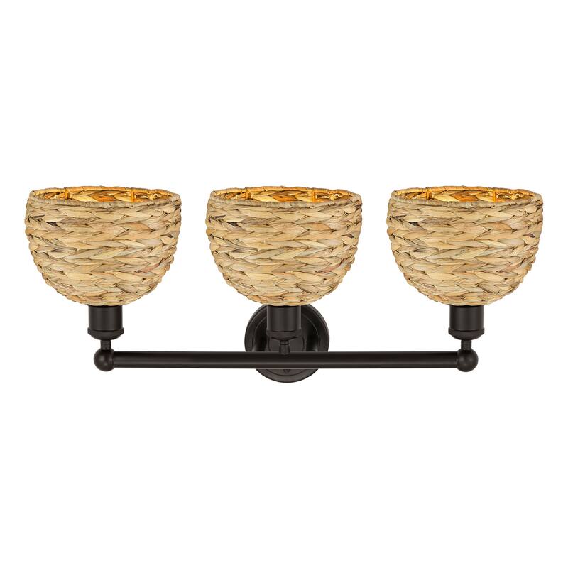 Innovations Lighting Endless Possibilities Edison - Woven Rattan - 3 Light 26" Bath Vanity Light