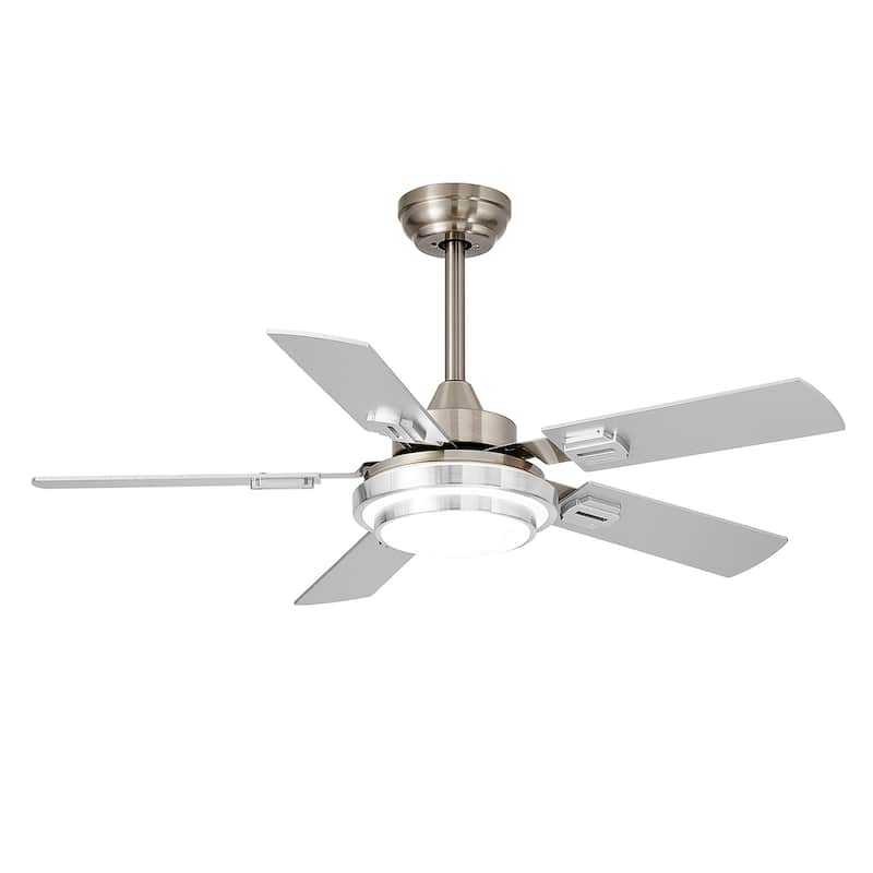 42-52Inch Ceiling Fan with Light: with 5 Blades Dual Finish Reversible - with Remote Control for Living Room Outdoor Patios - White - 42in
