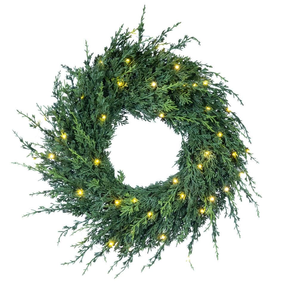 30 in. Pre-Lit LED Wreath - Cedar