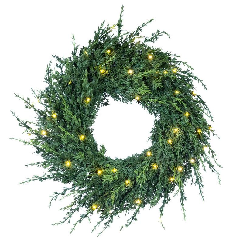 30 in. Pre-Lit LED Wreath - Cedar