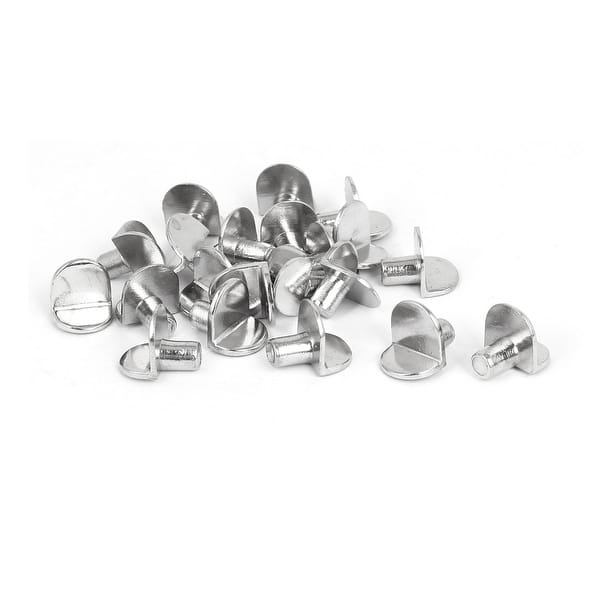 5mm x 6mm Pin Metal Bracket Style Shelf Support Pegs Silver Tone 20Pcs