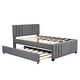 preview thumbnail 9 of 13, Full Size Upholstered Platform Bed with Trundle, Linen Upholstery, Tufted Headboard, Sturdy Frame