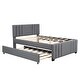 preview thumbnail 5 of 5, Full Upholstered Platform Bed with Trundle & Tufted Headboard, Grey