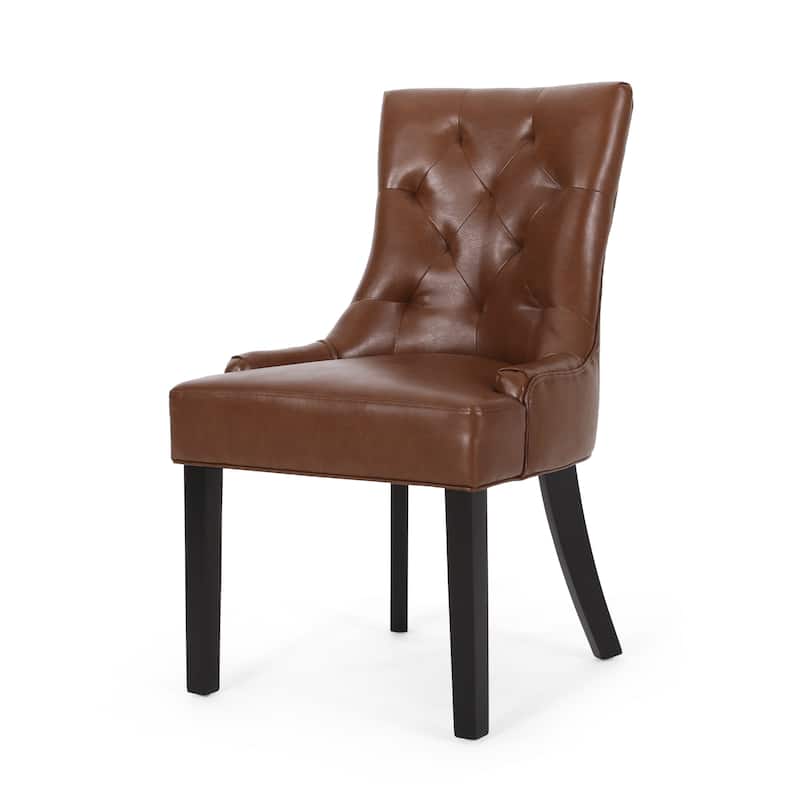 Light Brown Tufted Diamond Stitching Dining Chairs of 2 Pack