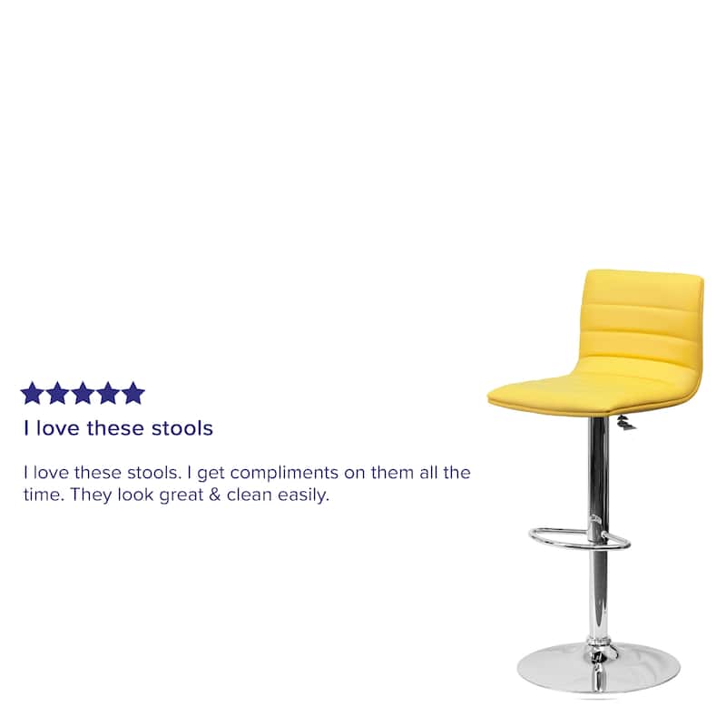 Modern Vinyl Stitch Back Adjustable Height Barstool - 16"W x 19"D x 35" - 44"H
