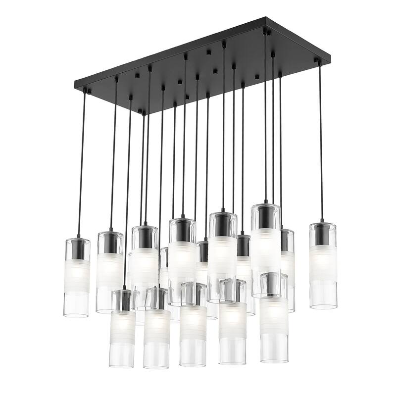 Alton 17 Light Linear Chandelier in Matte Black - Matte Black