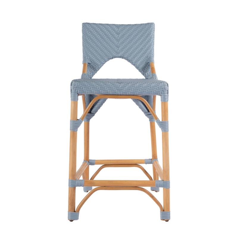 Creanly 25.25"H Seat Rattan Counter Stool with Back