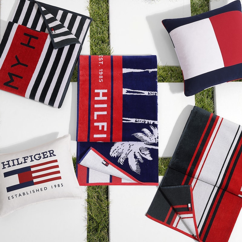 Tommy Hilfiger Rectangular Decorative Throw Pillows - Removable Cover with Hidden Zipper Closure