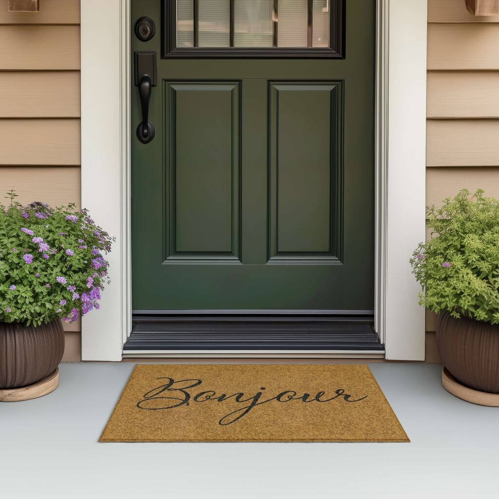 Mohawk Home Bonjour Script Natural 1' 6" X 2' 6" Door Mat
