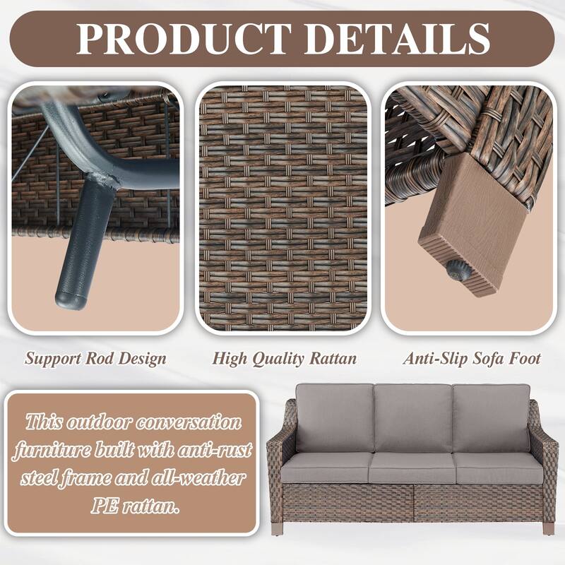 Outdoor Sofa Chair Table & Swive Chail with Ottoman