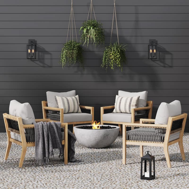 Freya Bohemian Wooden Armchair, Outdoor Patio Chair, Solid Acacia Wood Frame