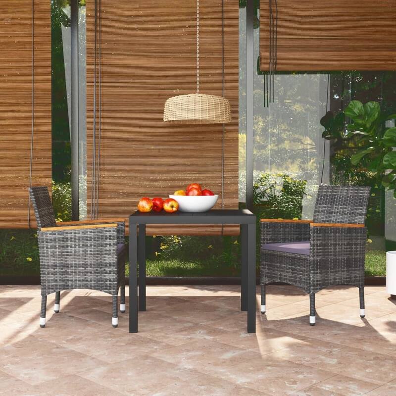 vidaXL Patio Dining Set with Cushions Poly Rattan