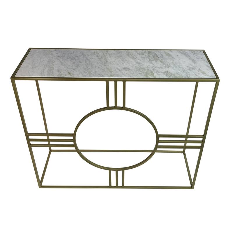 Marble Top Console Table - 36.5" - White and Antique Gold