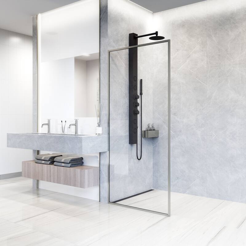 VIGO Meridian 34" W x 74" H Framed Fixed Shower Screen